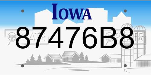 87476B8 Iowa License Plate