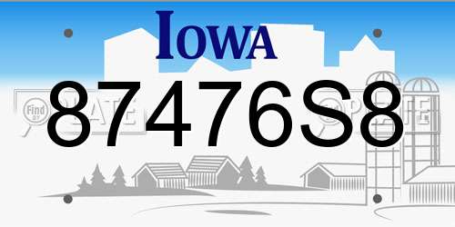 87476S8 Iowa License Plate