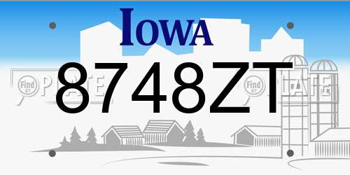 8748ZT Iowa License Plate
