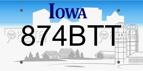 874BTT Iowa License Plate