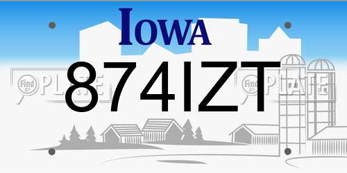 874IZT Iowa License Plate