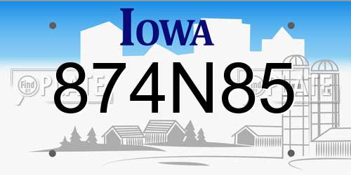 874N85 Iowa License Plate