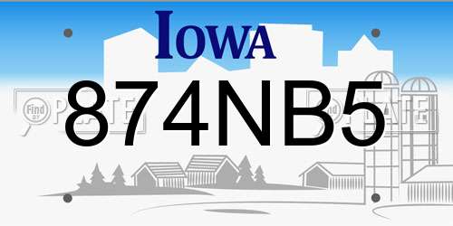 874NB5 Iowa License Plate