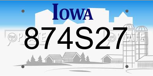 874S27 Iowa License Plate