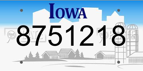 8751218 Iowa License Plate