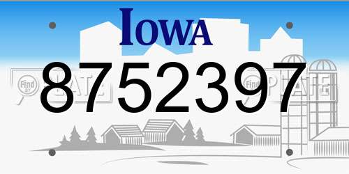 8752397 Iowa License Plate