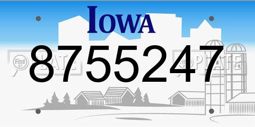 8755247 Iowa License Plate
