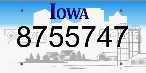 8755747 Iowa License Plate