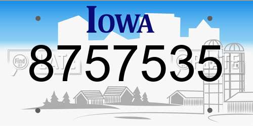 8757535 Iowa License Plate