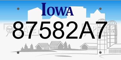 87582A7 Iowa License Plate