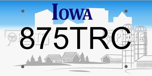 875TRC Iowa License Plate