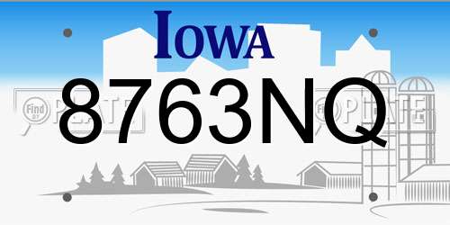 8763NQ Iowa License Plate