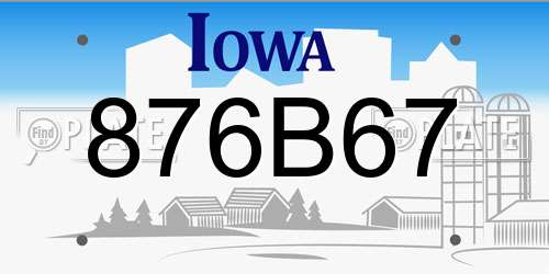 876B67 Iowa License Plate