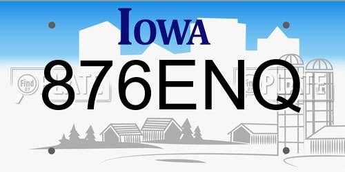 876ENQ Iowa License Plate