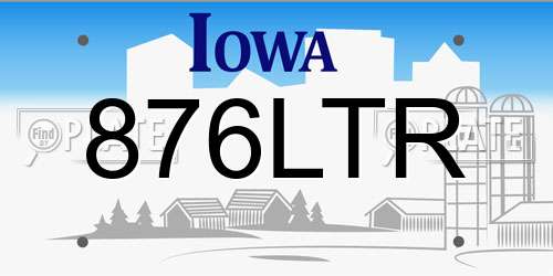 876LTR Iowa License Plate