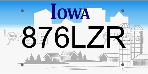 876LZR Iowa License Plate