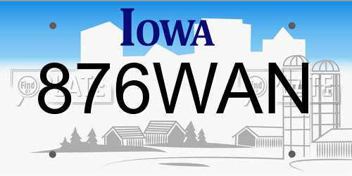 876WAN Iowa License Plate