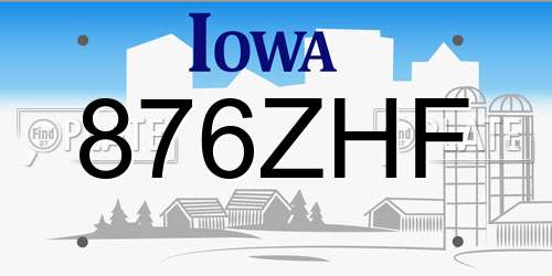 876ZHF Iowa License Plate