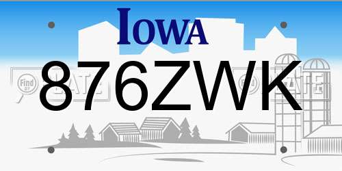 876ZWK Iowa License Plate