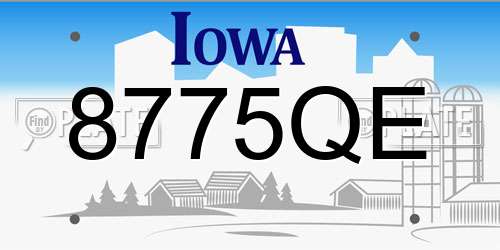 8775QE Iowa License Plate