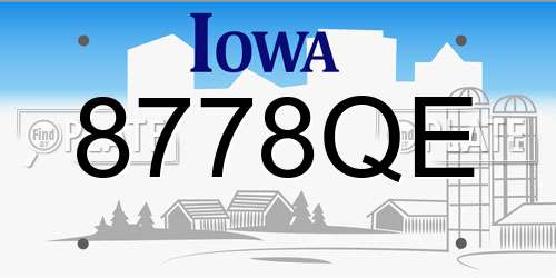 8778QE Iowa License Plate