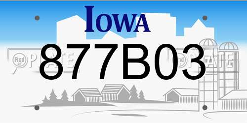 877B03 Iowa License Plate