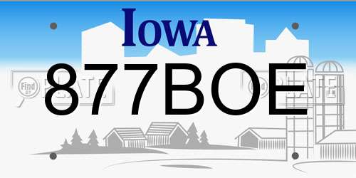 877BOE Iowa License Plate