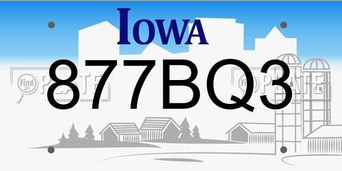 877BQ3 Iowa License Plate