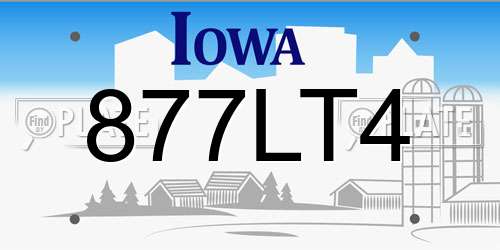 877LT4 Iowa License Plate