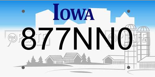 877NN0 Iowa License Plate