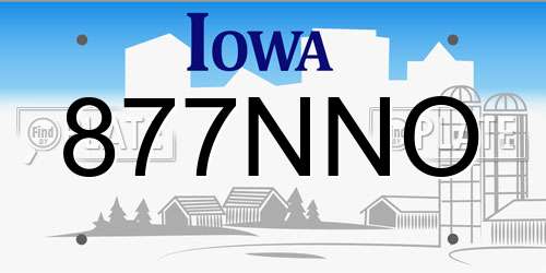 877NNO Iowa License Plate