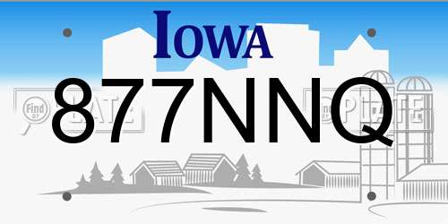877NNQ Iowa License Plate