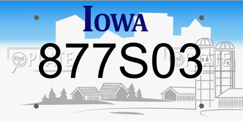 877S03 Iowa License Plate