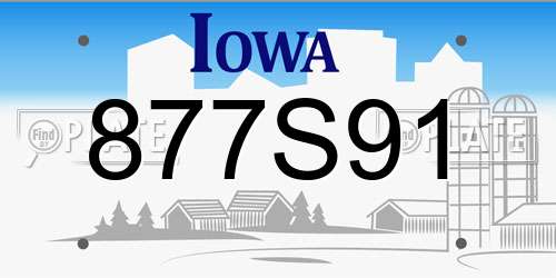 877S91 Iowa License Plate