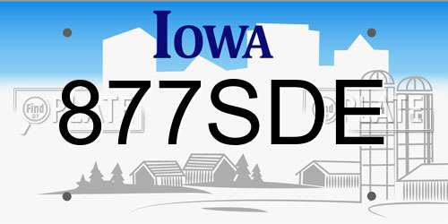 877SDE Iowa License Plate