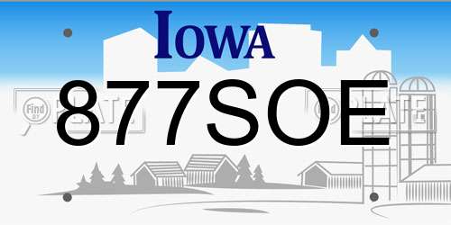 877SOE Iowa License Plate