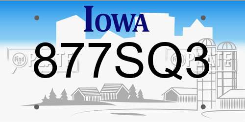 877SQ3 Iowa License Plate
