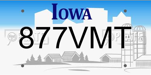 877VMT Iowa License Plate