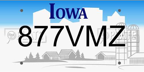 877VMZ Iowa License Plate