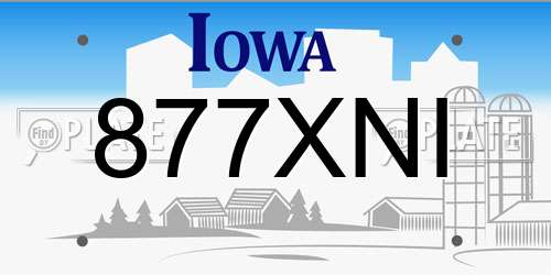 877XNI Iowa License Plate