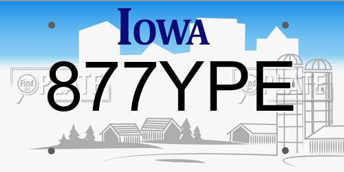 877YPE Iowa License Plate