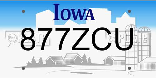 877ZCU Iowa License Plate