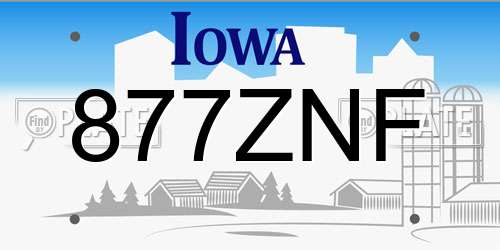 877ZNF Iowa License Plate
