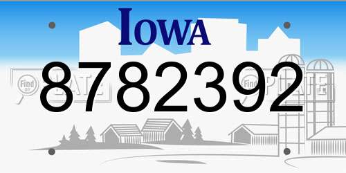 8782392 Iowa License Plate
