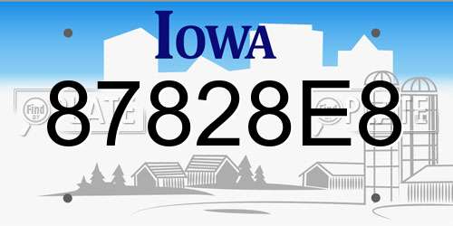 87828E8 Iowa License Plate