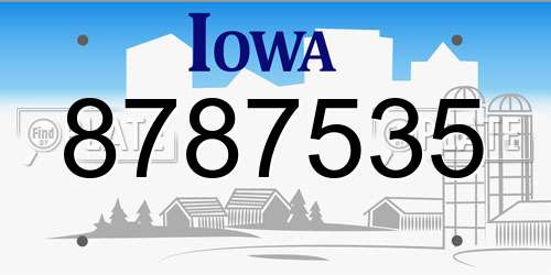 8787535 Iowa License Plate