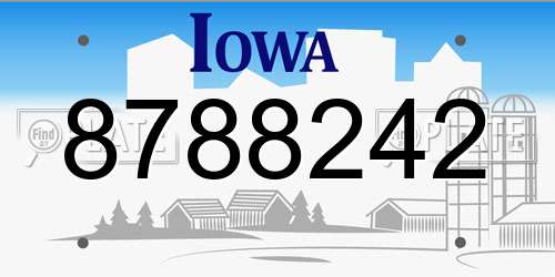 8788242 Iowa License Plate