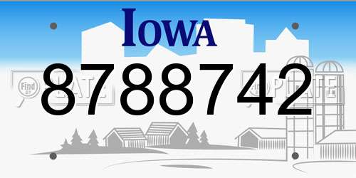 8788742 Iowa License Plate