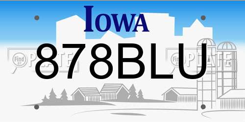 878BLU Iowa License Plate