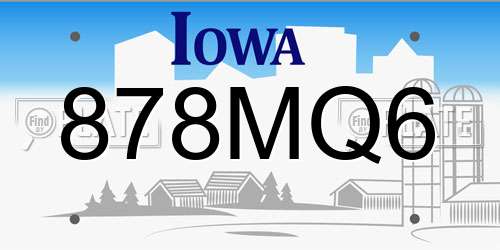 878MQ6 Iowa License Plate